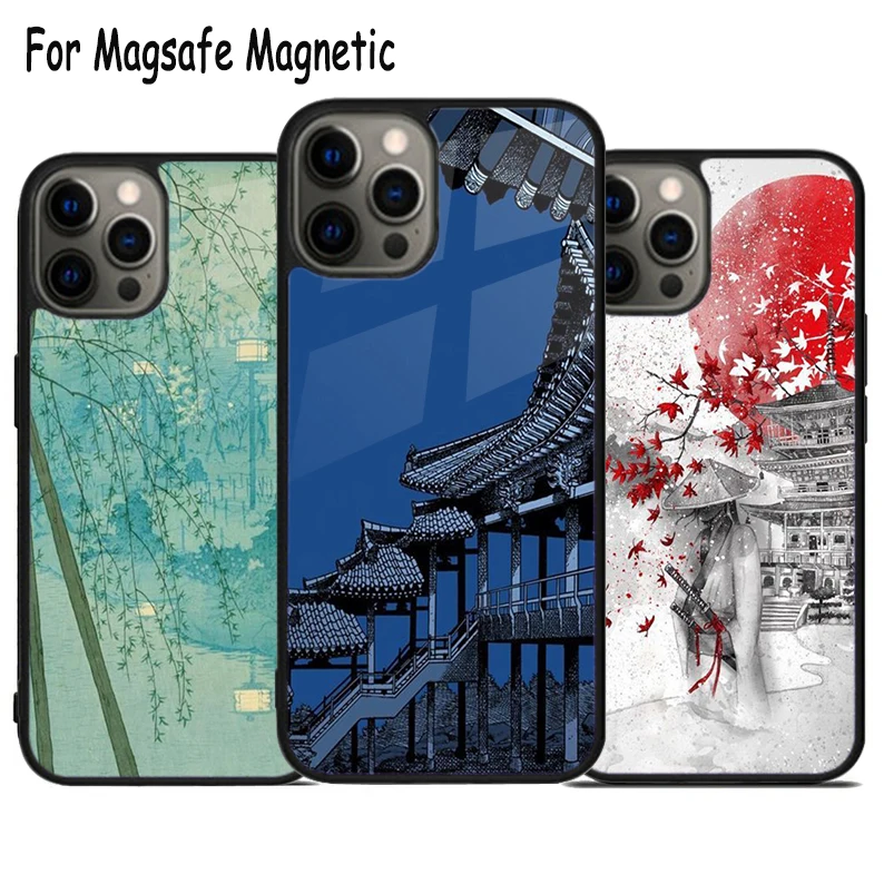 

Чехол Magsafe для телефона с беспроводной зарядкой в японском стиле для iPhone 15 16 14 13 11 12 Pro Max Plus, магнитный чехол-бампер