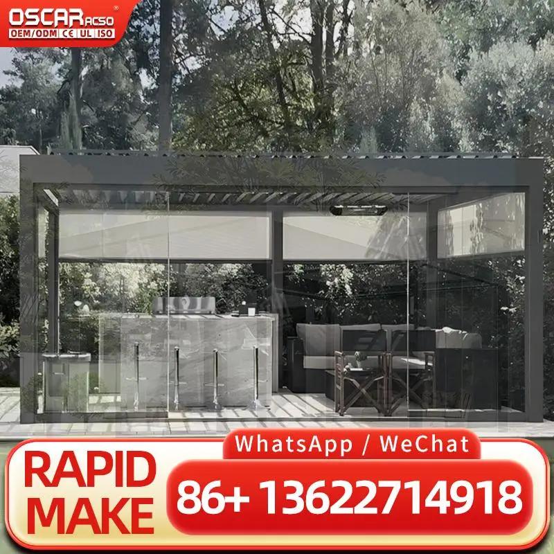 High Quality Waterproof Motorized Aluminum Outdoor Garden Shade Pergola for Privacy in Backyard Patio Balcony pergolas