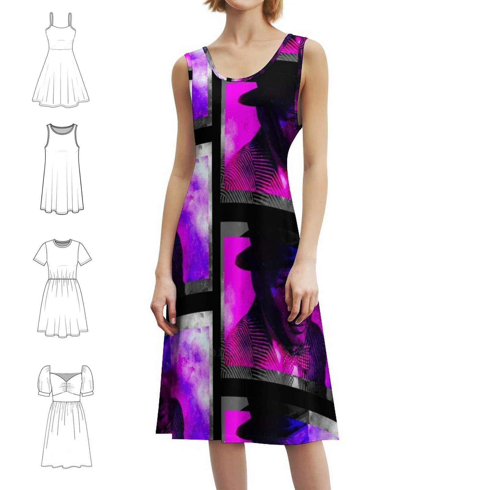 

Богемное платье без рукавов Фрэнка для женщин, пляжные вечерние платья с принтом, актер, знаменитости, облака, глаза, знаменитое платье-шляпа