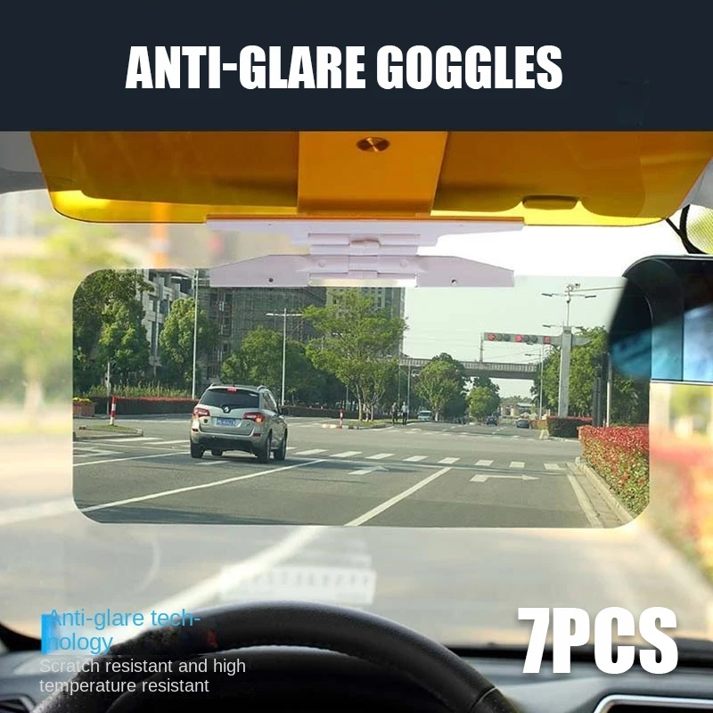 

7PCS Car Day and Night Dual-use Anti Glare Goggles Car Sunshade Night Vision Goggles Driver's Light Avoidance and Eye Protection