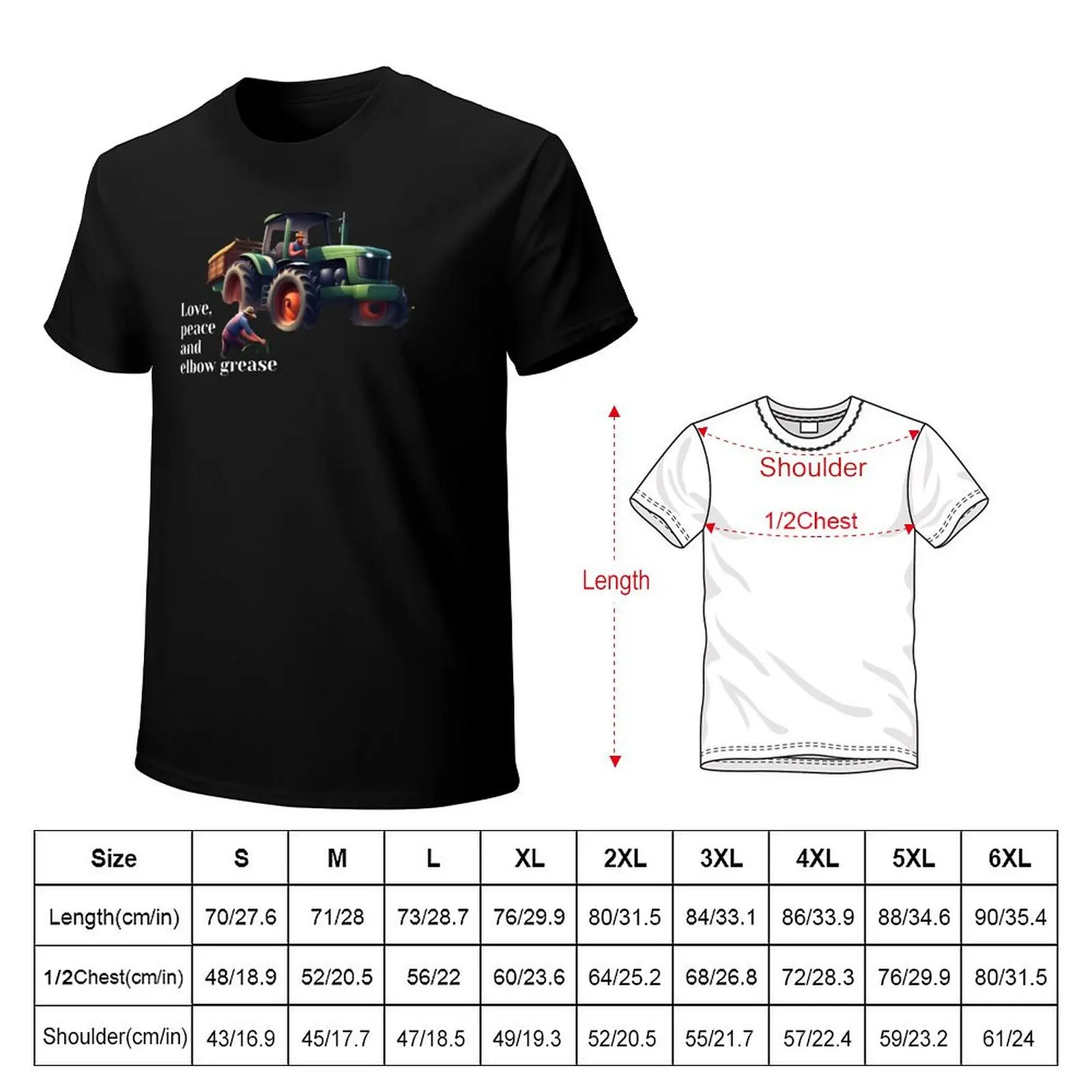 Love, peace and elbow grease T-Shirt t shirt man cotton T-Shirt
