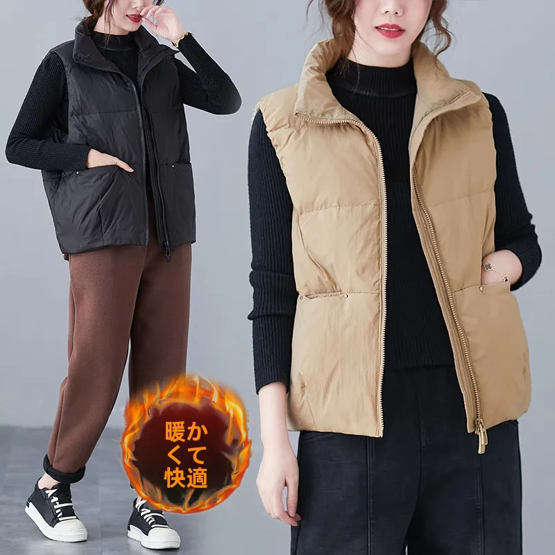 

Women's down Cotton Vest Loose Faionable Warm ort Outerwear Autumn Winter Korean Sle Large Size Coat Jaet