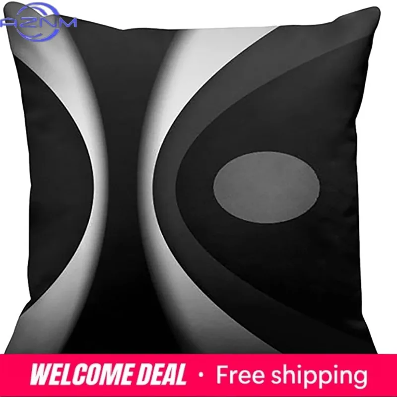 Black and White Geometric Pattern Pillow Covers Set of 4 ,,sofa and chair cushion covers, home bedroom room decoration