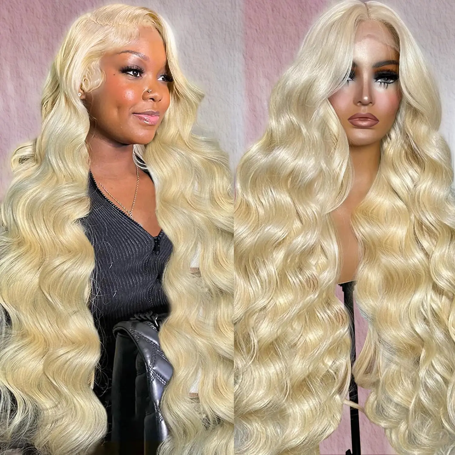 

613 Blonde 13X6 Lace Front Wig 100% Human Hair 200 Density body wave 13x4 Hd Frontal Wigs Human Hair Wigs Pre Plucked 46 Inches