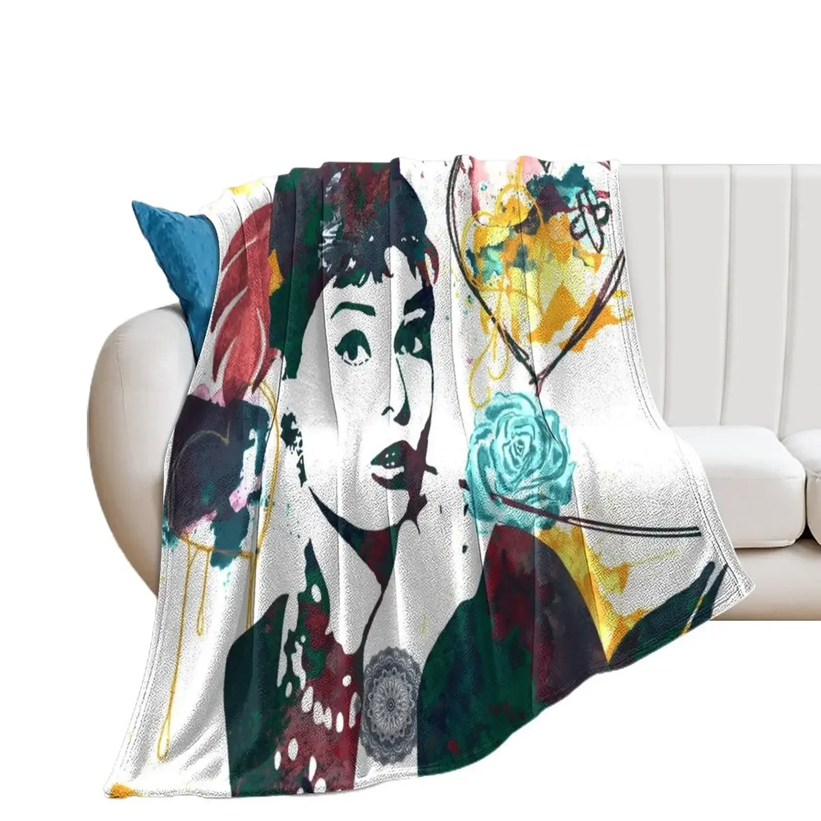 

Audrey Hepburn nature colours Throw Blanket Camping For Baby Blankets