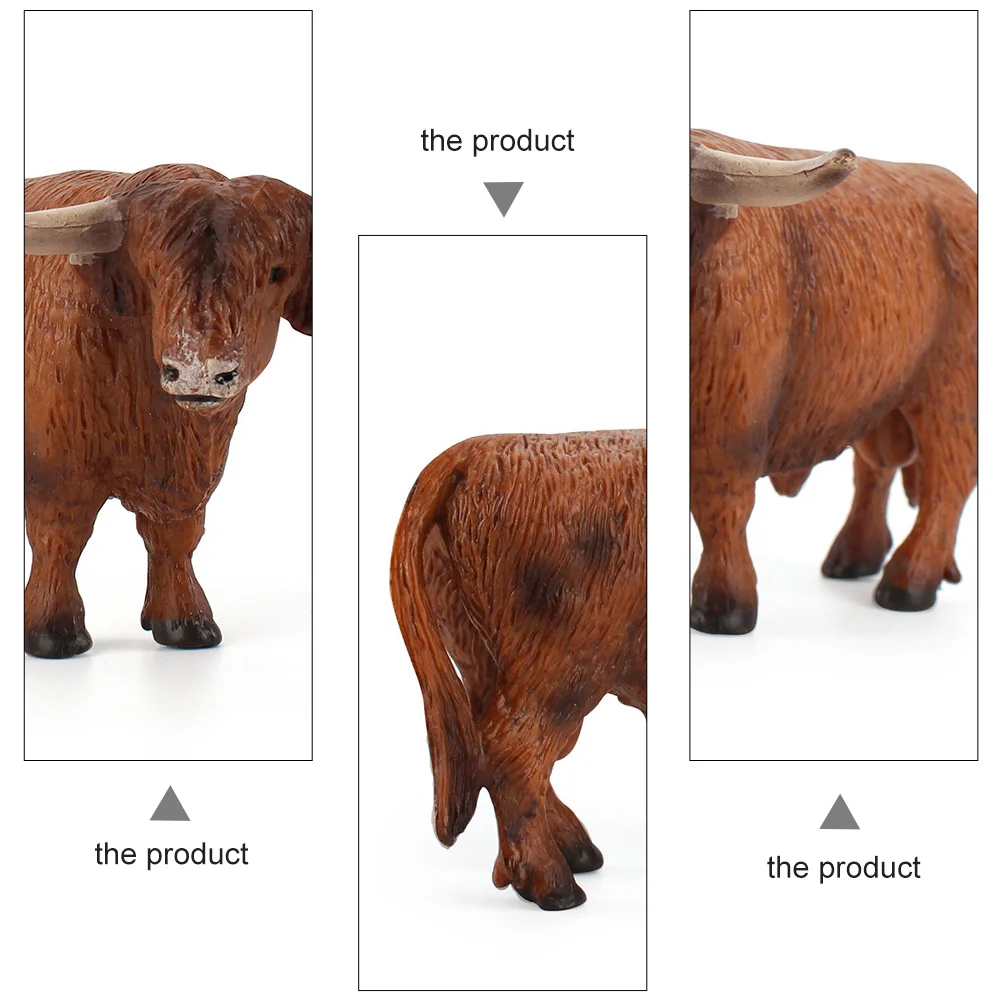 Simulation Animal Cattle Highland Cow Model Childrens Toys Dining Table Adorable