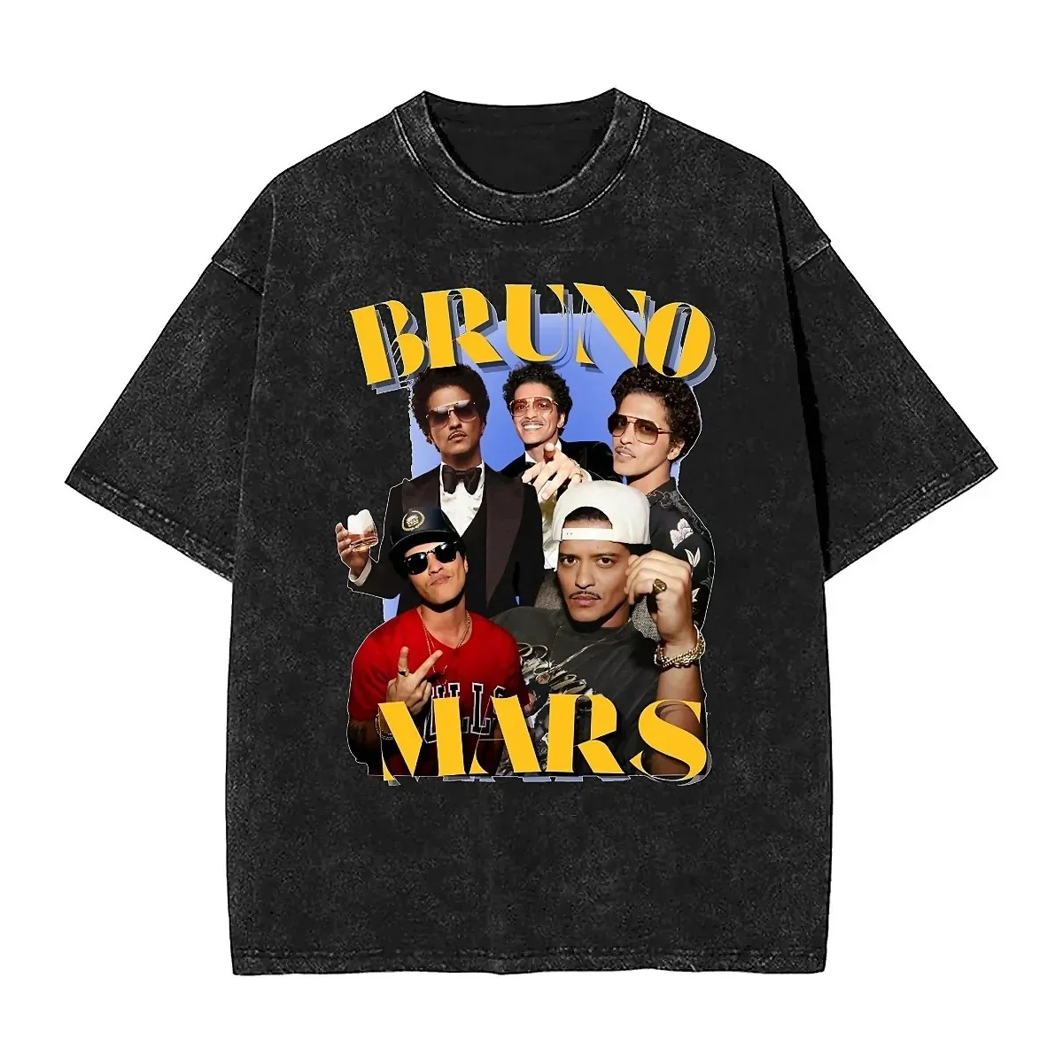 Bruno Pop Musician Washed Vintage T Shirts Unisex Mars American Singer Awesome Loose Summer O Neck Fashion Tees Oversized Tops