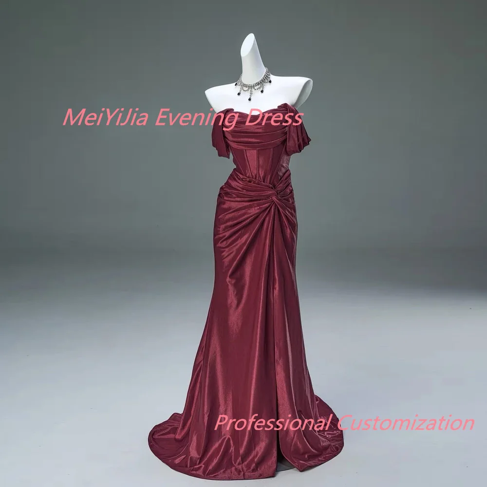 Meiyijia Evening Dresses A-line Satin  Floor-Length Strapless Sleeveless Exquisite Elegant Morden Style السعود For Woman 2024