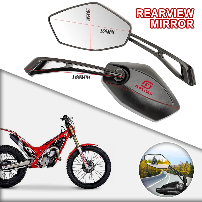 2pcs Wide Angle Adjustable Motorcycle Rearview Mirrors Side View Mirrors For GasGas gas gas Enduro EC 250 MC 250F EX 450S EC 300