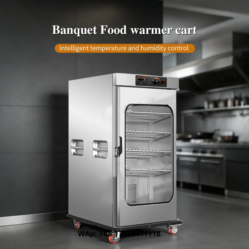 Hotel Restaurant Banquet Electric Food Warmer Cart Stainless Steel Hot Food Trolley Food Heating Holding Insulated Cabinet
