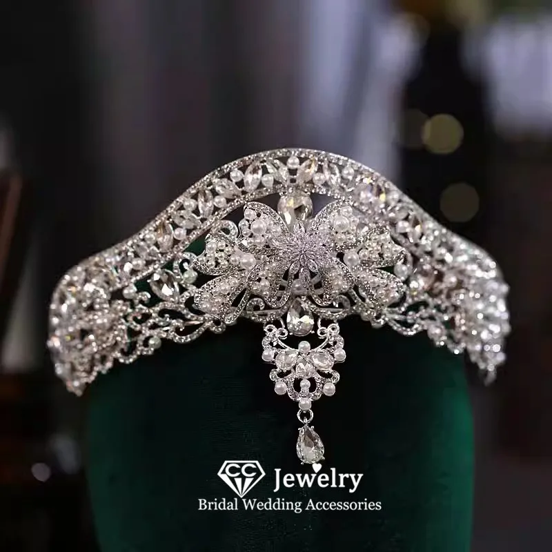 

CC Luxury Crown Women Accessories Wedding Headbands Engagement Hair Ornaments Crystal Bow-knot Shape Tiaras and Crowns AN388