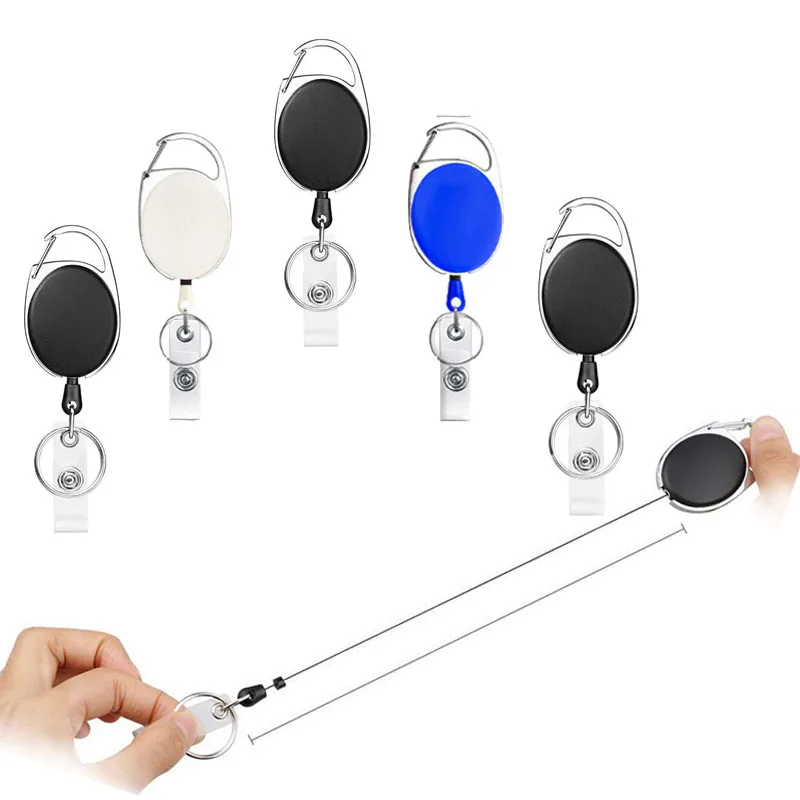 

1PCS Key Chain Black Retractable ID Credit Card Holder Clip Bag Student Retractable Badge Reel with Card Holder Case Cover