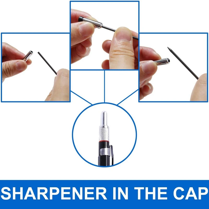 قلم رصاص ميكانيكي للرسم ، والنجار ، والصياغة ، والرسم الفني ، والمشر ، والأسود ، والرصاص ، وإعادة ملء ، 3 ، 3