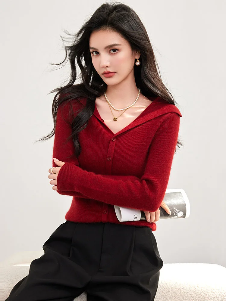 

Knitted Top For Women V-neck Cardigan Autumn New Ladies Sweaters Streetwear Korean Style Fashion Versatile Slim Fit Top