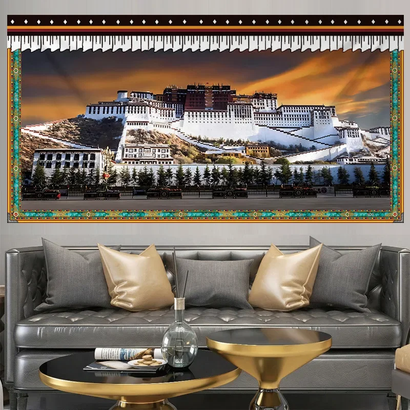 607-630 Tibetan Style Wall Tapestry Potala Palace Hanging Cloth Traditional Culture Hotel Room Living Room Hanging Painting