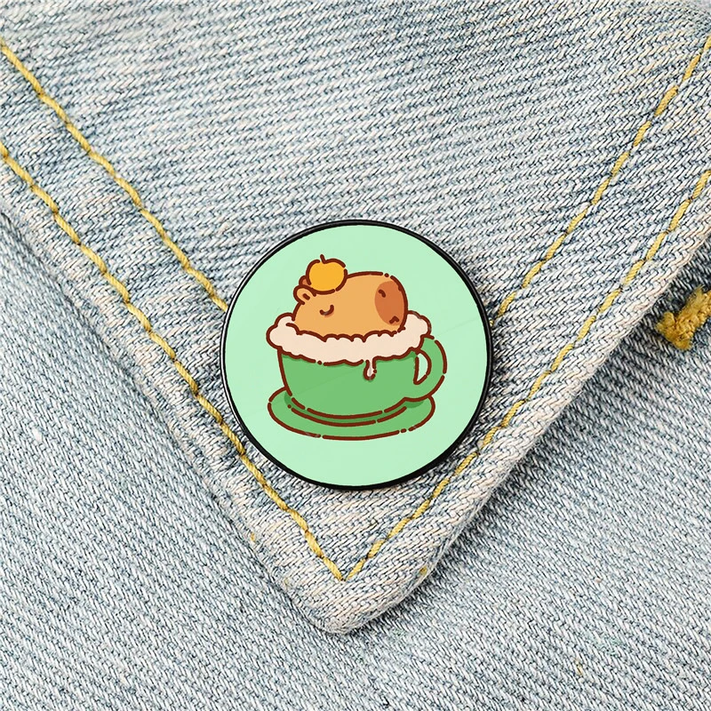 Pines Lapel Badges Cartoon Animal Jewelry Gift for Kids Friends Cute Capybara Brooch Custom Capy