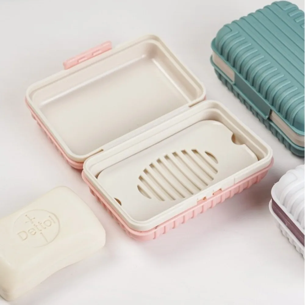 Portable Square Shape Soap Box With Lid Waterproof Drainable Design Bathroom Soap Holder Leakproof Soap Dish for Home Use