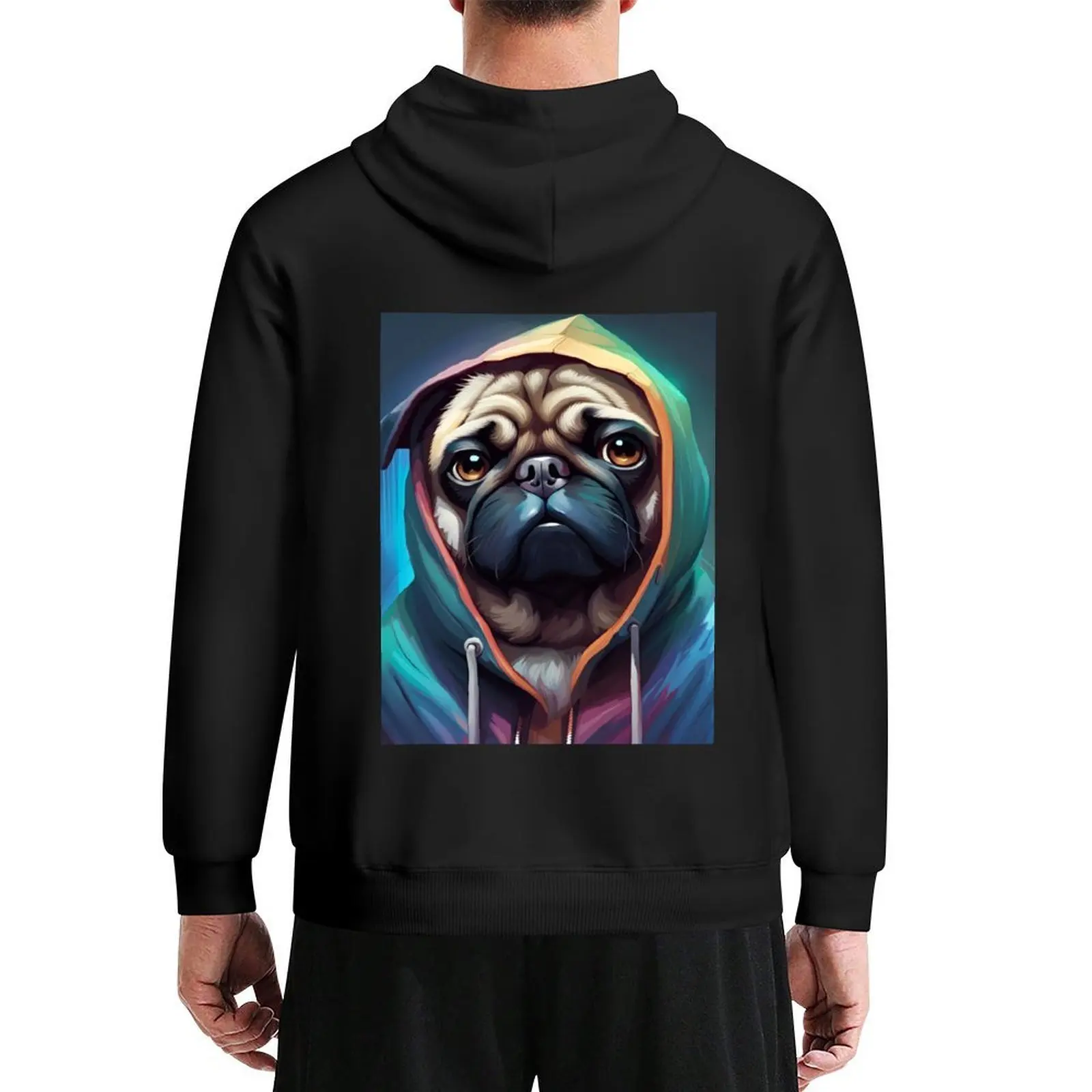 

Pug in a Hoodie Hoodie fashion men men's winter sweater blouse aesthetic clothing tracksuit