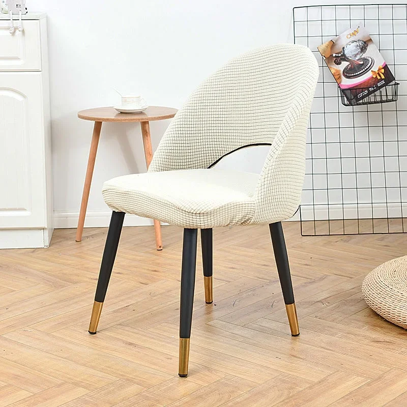 1PC Elastic Dining Chair Covers Polar fleece Arc chair Cover Solid Color Stretch Seat Slipcovers for Hotel Home decor