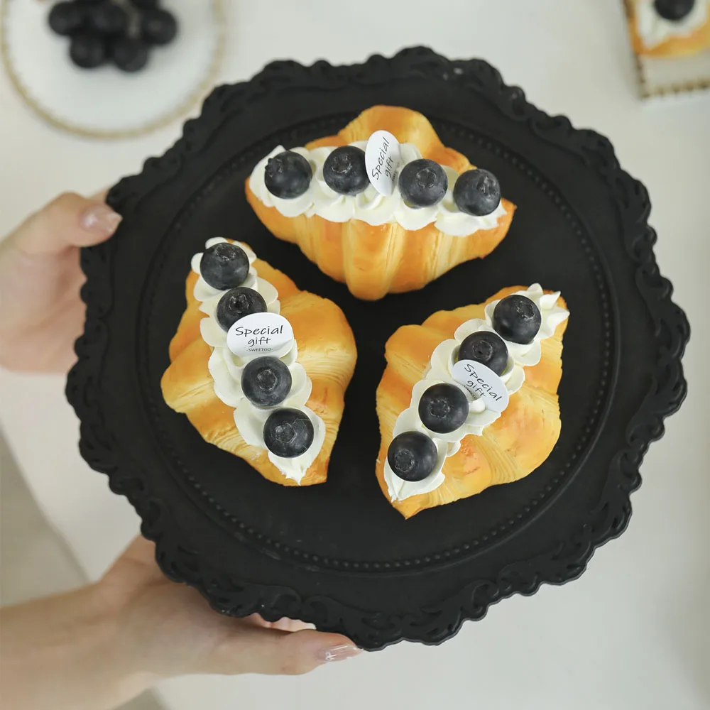 

Artificial Foods model shop store decoration festive party supplies raspberry melon blueberry fake simulation Croissant bread