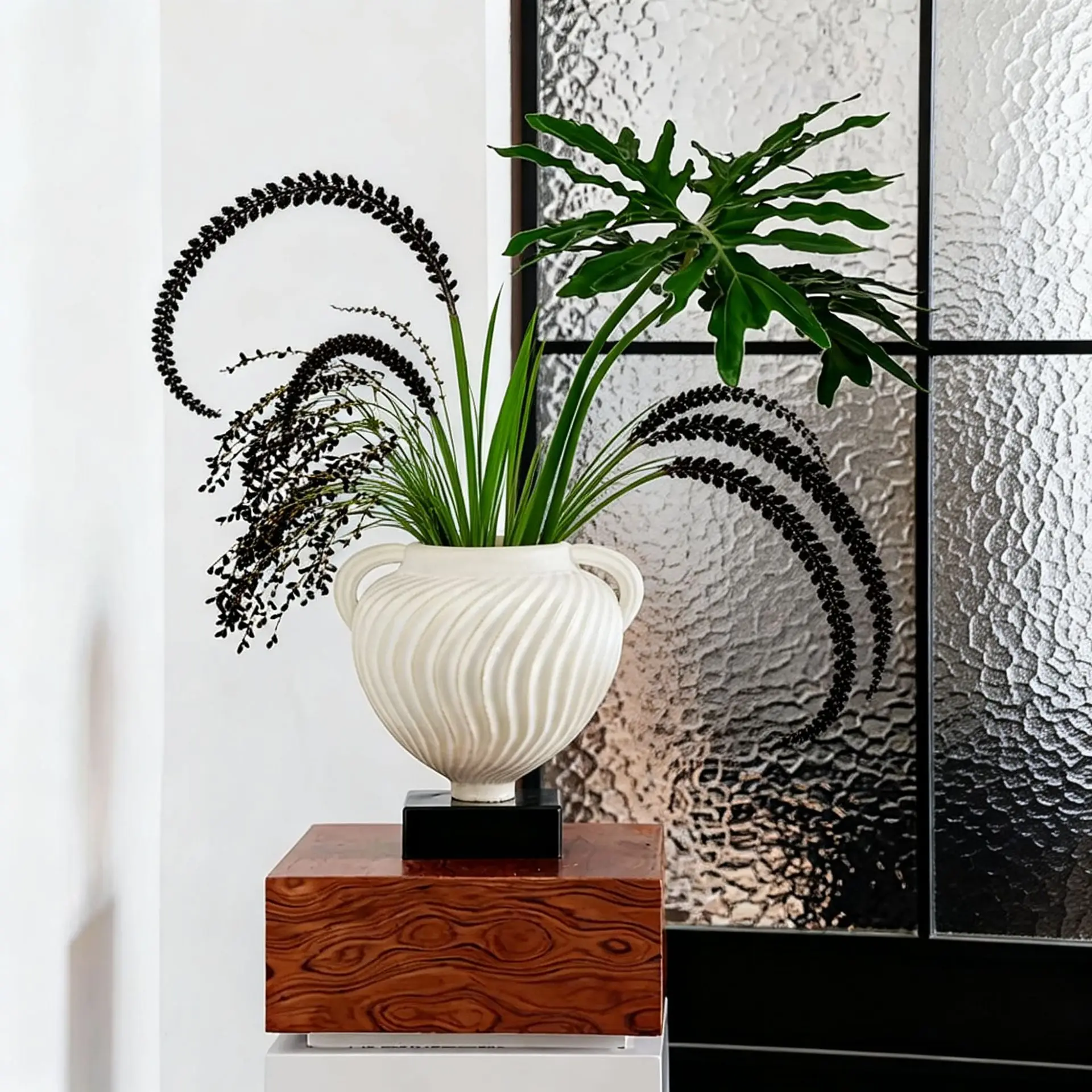 XL French-style vintage retro vase, high-end decorative piece, large round soft decoration for the living room, flower vase