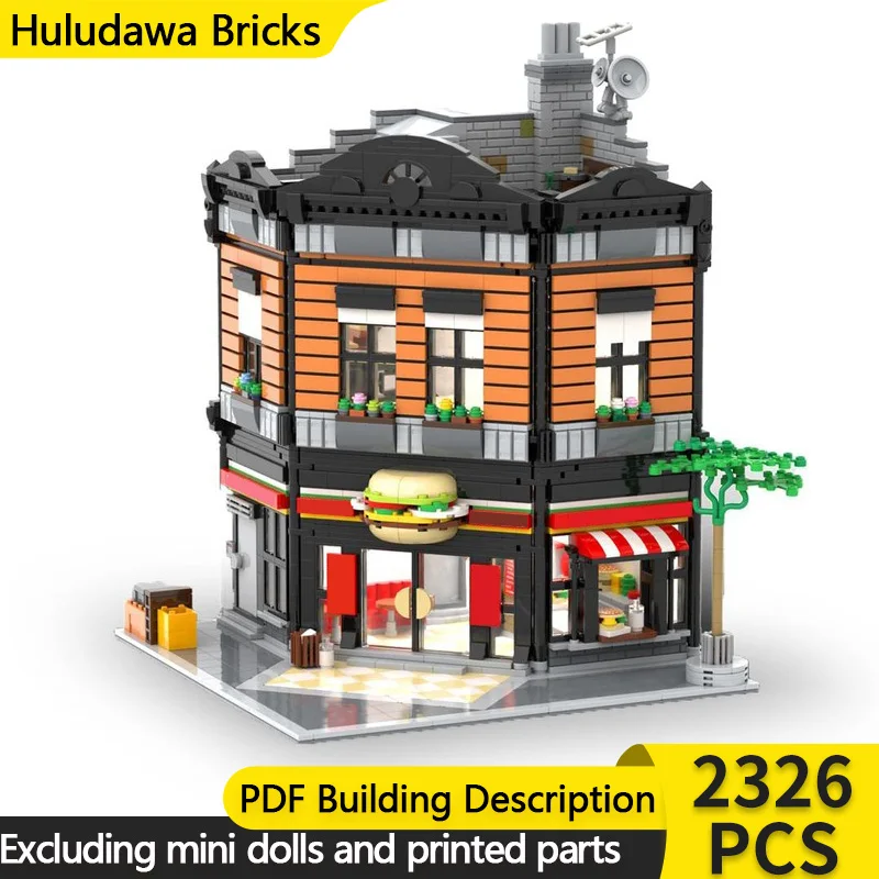 

Модель City Street View MOC, здание, гамбургер, ресторан, модульная технология, детские праздничные подарки, сборные игрушки, костюм