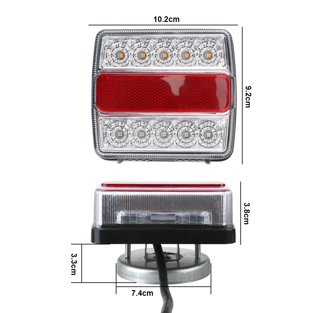 Combination Towing Taillight 16 LEDs Trailer Tail Light with Magnet 2 Piece/Set 12V Car Truck Tail Light