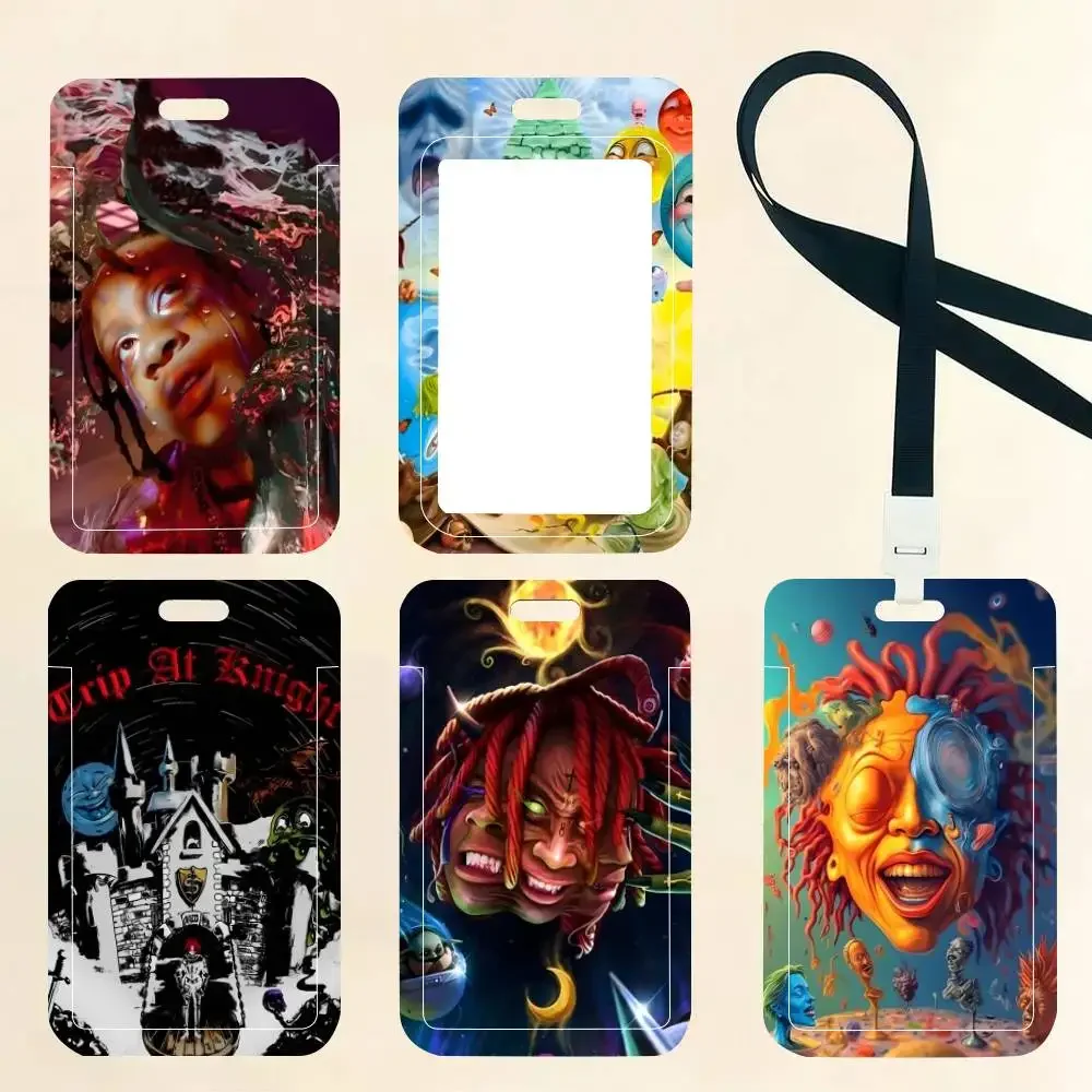 Canvas Painting Rapper T-Trippie Redd Cool ID Card Holder Neck Strap Pendant Door Badge Holder Lanyards Keychain Work Credential