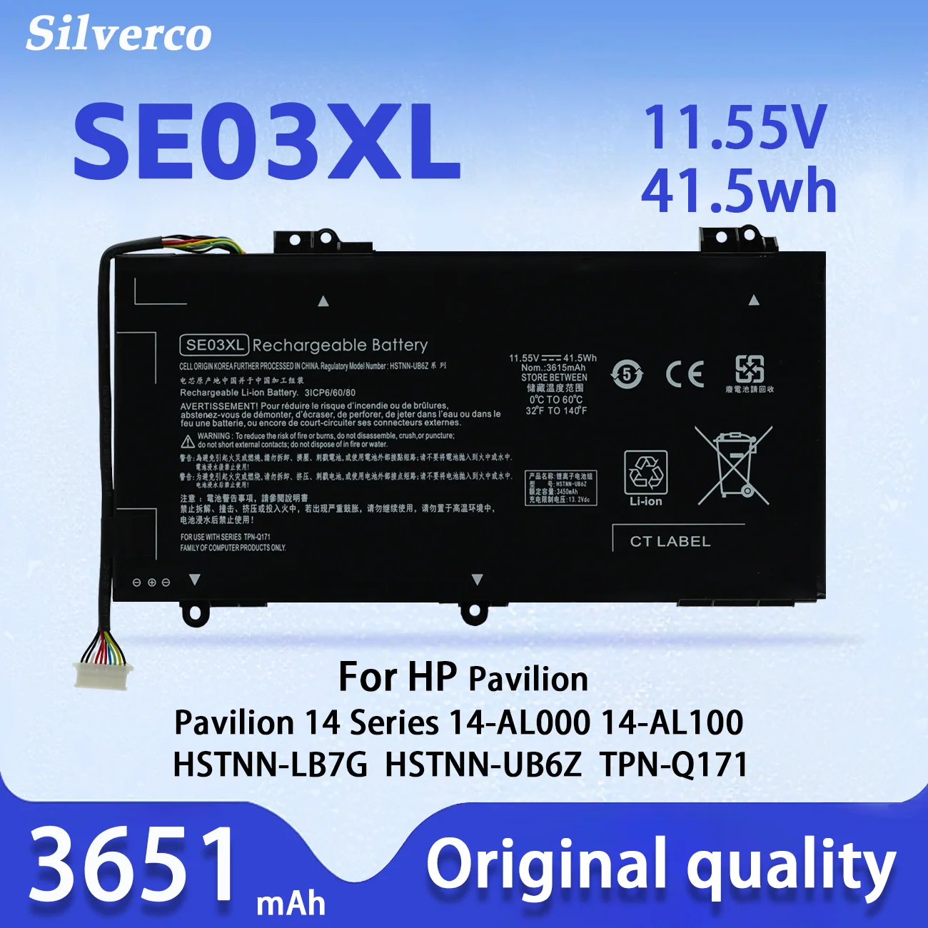 SE03XL HSTNN-UB6Z Battery for HP Pavilion 14-AL000 14-AV000 Series:14-AL061NR 14-AL001LA 14-AL062NR 14-AL015NA 14-AL009LA 14-AV0