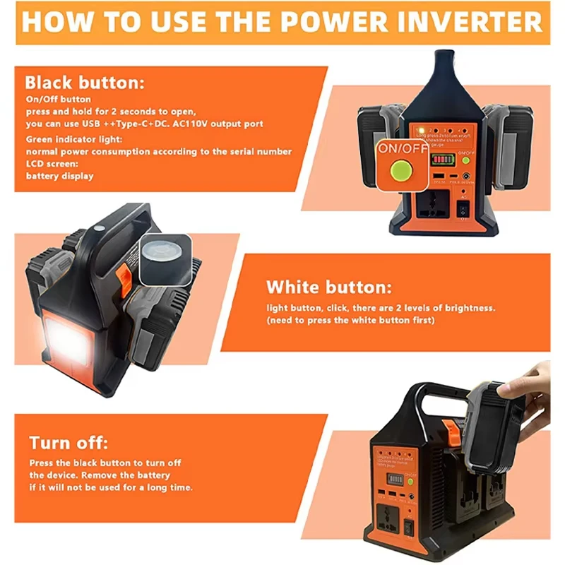 For Makita/Dewal/Milwaukee/Bosch，18V Lithium Battery Power Inverter 150W/300W To 110V/220V Power Bank Converter 2/4 Channels