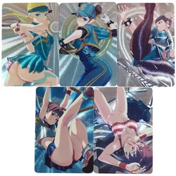 5Pcs/set Street Fighter Chun-Li Texture Flash Card Cammy White ACG Kawaii Classic Anime Game Collection Cards Gift Toys