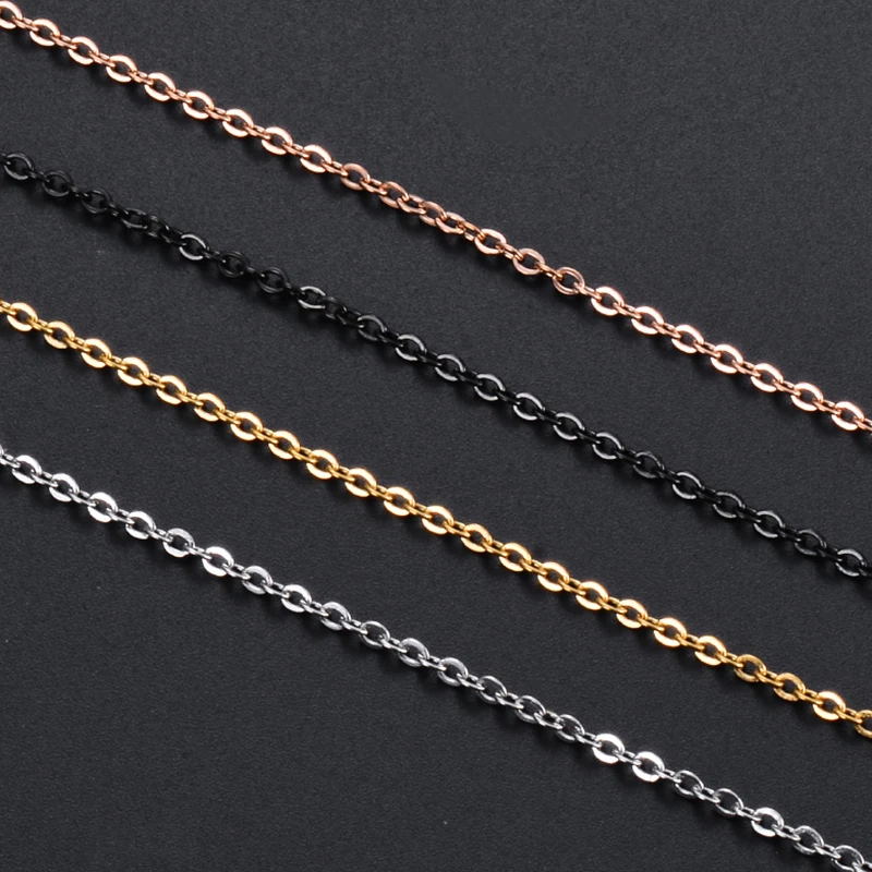 1Pc Width 1.5/2/2.5/3mm O Shape Flat Chain Necklace Men Women Stainless Steel Link Chain Necklaces For Jewelry Making