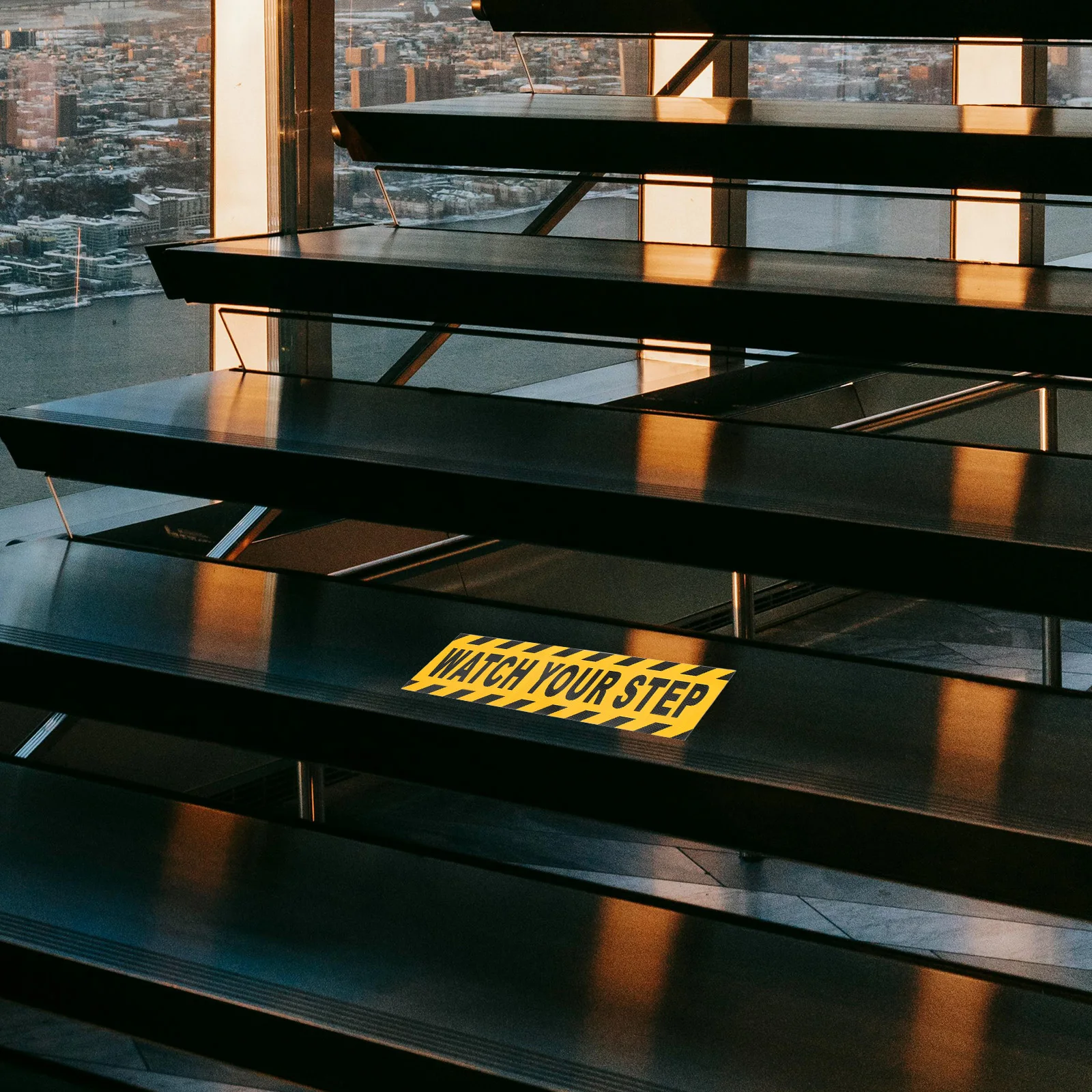 4 قطعة شاهد خطوتك الطابق الشارات أسود أصفر المضادة للانزلاق ملصقات تحذير لسلامة مكان العمل الدرج الممرات الطابق الرطب الحذر