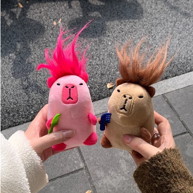Creative Cartoon Capybara Plush Pendant Stuffed Animal Doll Backpack Plush Decorative Pendant Cute Abstract Plush Toy Doll