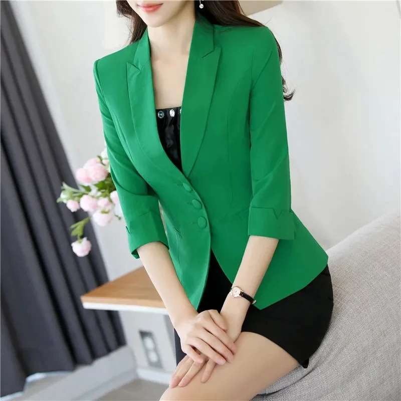 Damen Blazer Mantel 2024 neue Frühling koreanische Freizeit Damen Büro Anzug Jacke Drei-Ouarter-Ärmel Blazer weibliche Tops Oberbekleidung