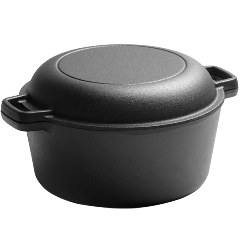 Baking Bread Pot Frying and Stewing Two in One Multifunctional Two Ear Dual-purpose Pot Deepened Cast Iron Dutch Cooker