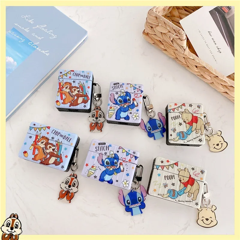 Disney Stitch Shockproof Case For Apple AirPods Pro 2 Cover Cartoon Cute Winnie Bluetooth Earphone Cases for AirPod 3 1 Funda