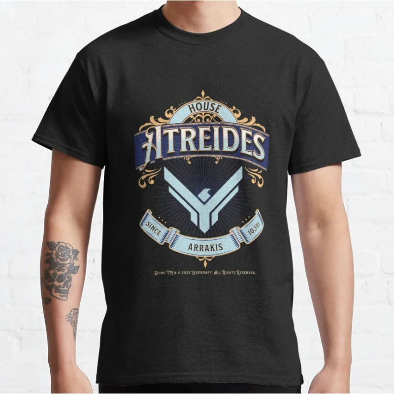 

Dune House Atreides Vintage Sci fi Gift T shirt for man Large size Tops Retro movie Graphic Print Clothes 100% cotton Tee
