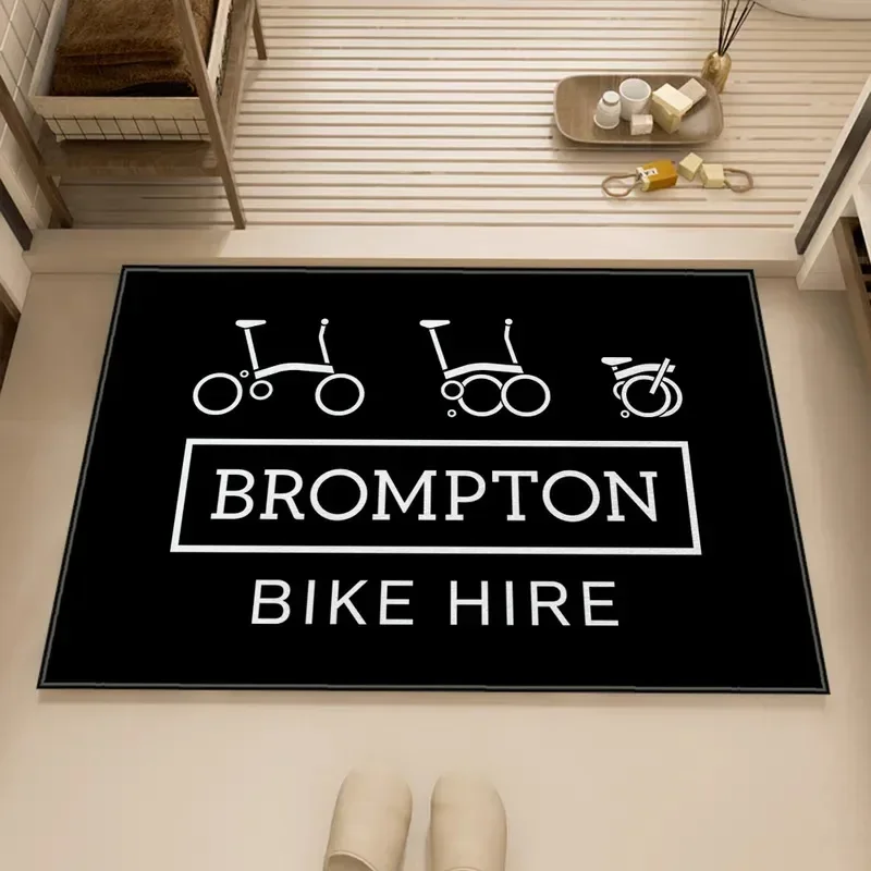 Black Gold Brompton Folding Bike Doormat Non-Slip Wear-Resistant Home Entrance Decorative Foot Mat Home Decor
