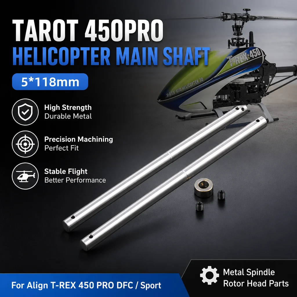 Tarot 450PRO Helicopter Main Shaft 5*118mm for Align T-REX 450 PRO DFC Sport Metal Spindle Rotor Head Parts