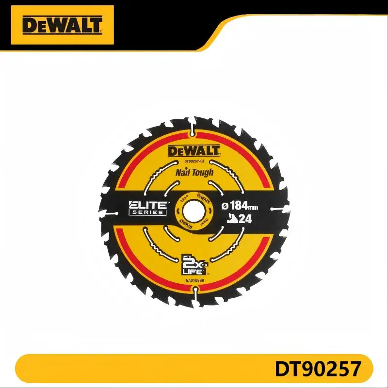 DEWALT DT90257 Экстремальное полотно циркулярной пилы: 2 раза в срок службы, 184 мм X24T, сверхострая резка, конструкция в длительный (аксессуары для электроинструментов)