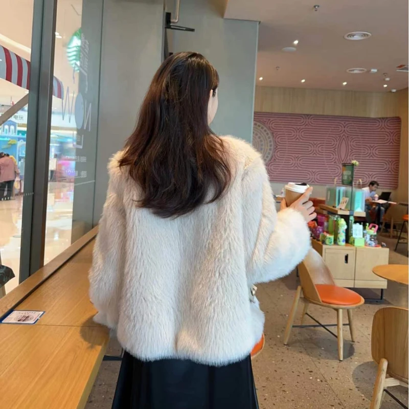 Faux Fur Coat Women, Fluffy Short Outerwear Furry Fashion, Cotton Padded Thickened Jacket, High Quality, Autumn Winter, 2024