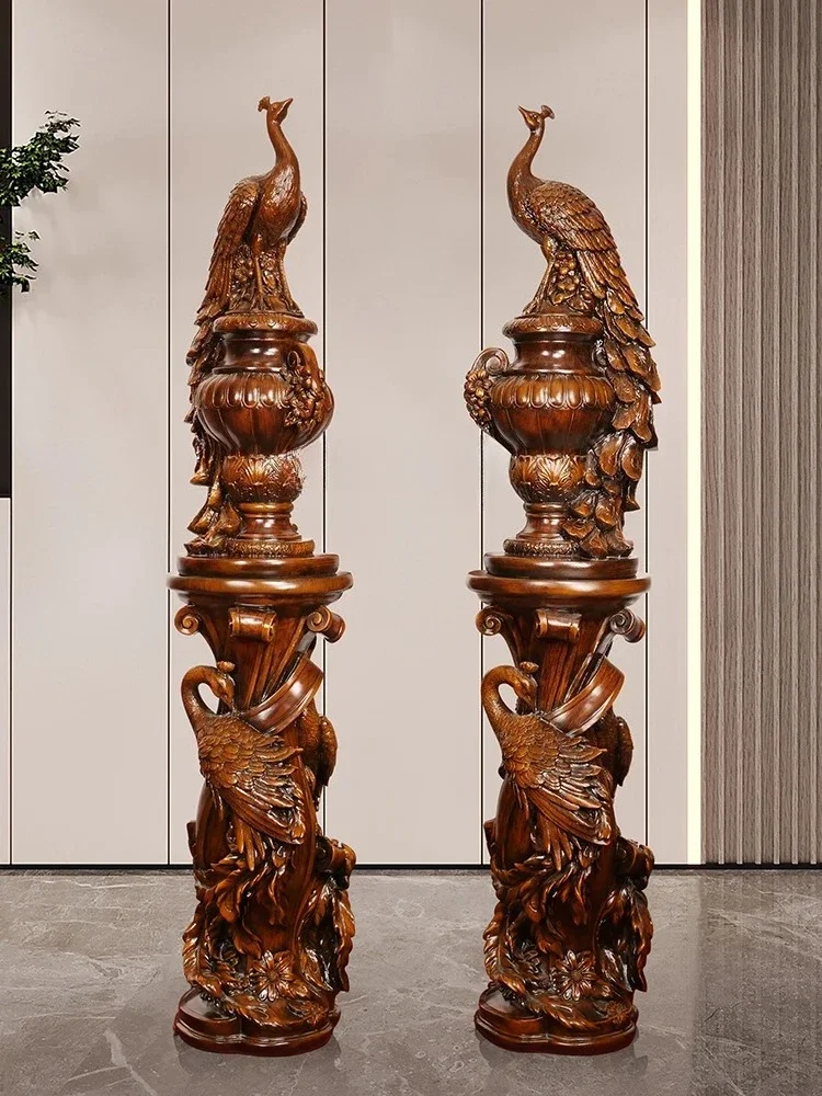 

Floor-to-ceiling peacock ornament, a pair of housewarming, living room entrance decoration, hall vase decoration