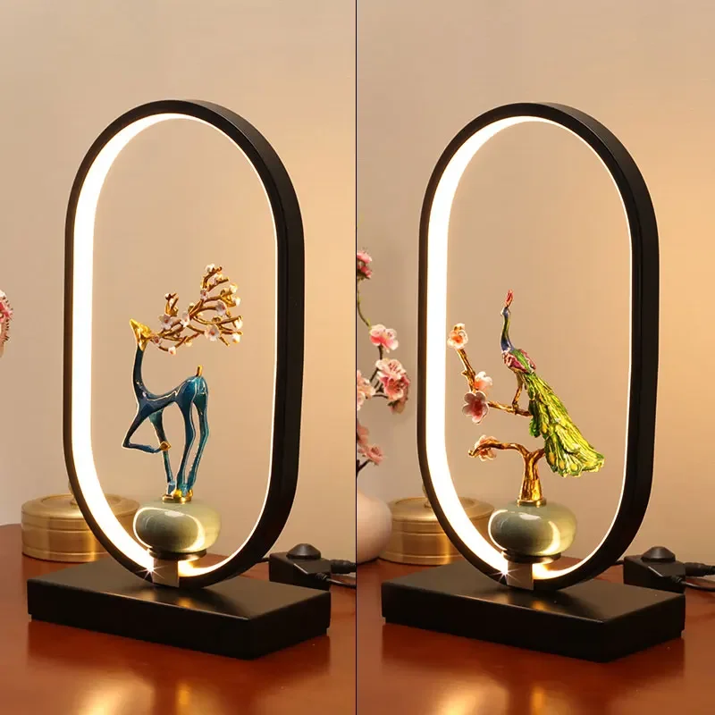 

Modern new Chinese table lamp warm Zen entrance Fulu ornament