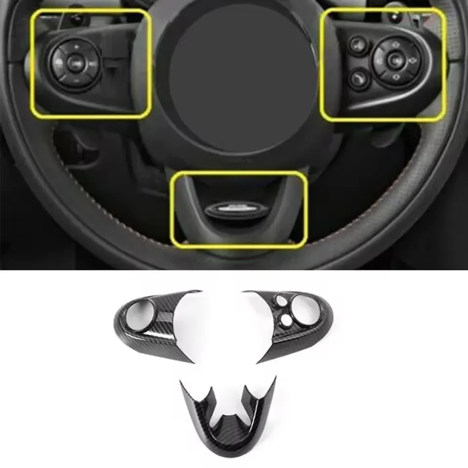 

For MINI Cooper F54 F55 F56 F57 F60 Real Dry Carbon Fiber Steering wheel Button cover Car interior Accessories Body Kits modify