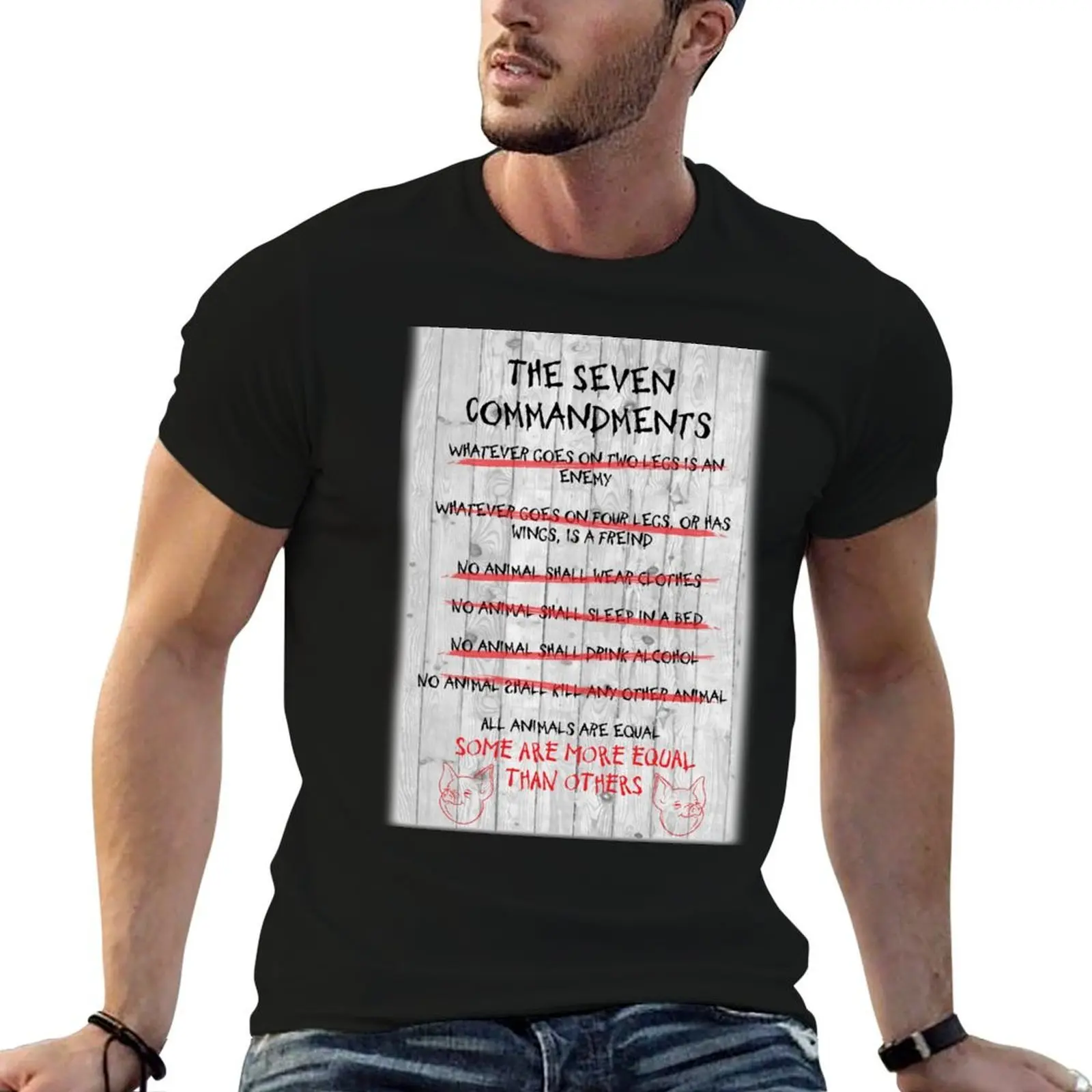 The Seven Commandments - Animal Farm T-Shirt croswit shirt man funny gifts Men's t-shirt