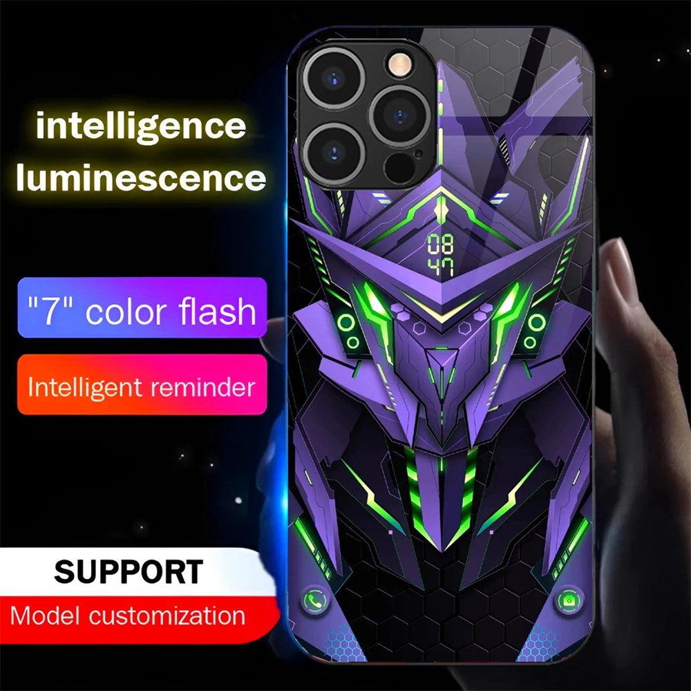 

Battle Armor Mech Luminous Glass LED Call Light Up Flash Phone Case Cover For Samsung S25 S24 S23 S22 S21 S20 FE Plus Ultra