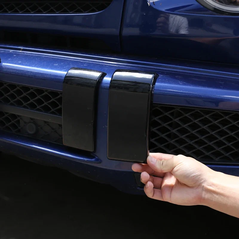 2 Pcs ABS Glossy Black Carbon Fiber Chrome For Mercedes Benz G Class W464 2019-2022 Car Front Bumper Trim Cover Car Accessories