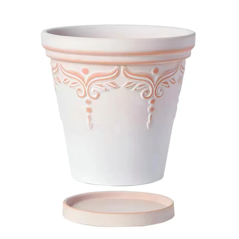 Imagem -05 - Vasos de Flores em Relevo Romano Branco de Nevoeiro Retro Nórdico Respirável Absorvente Respirável Jardim Varanda