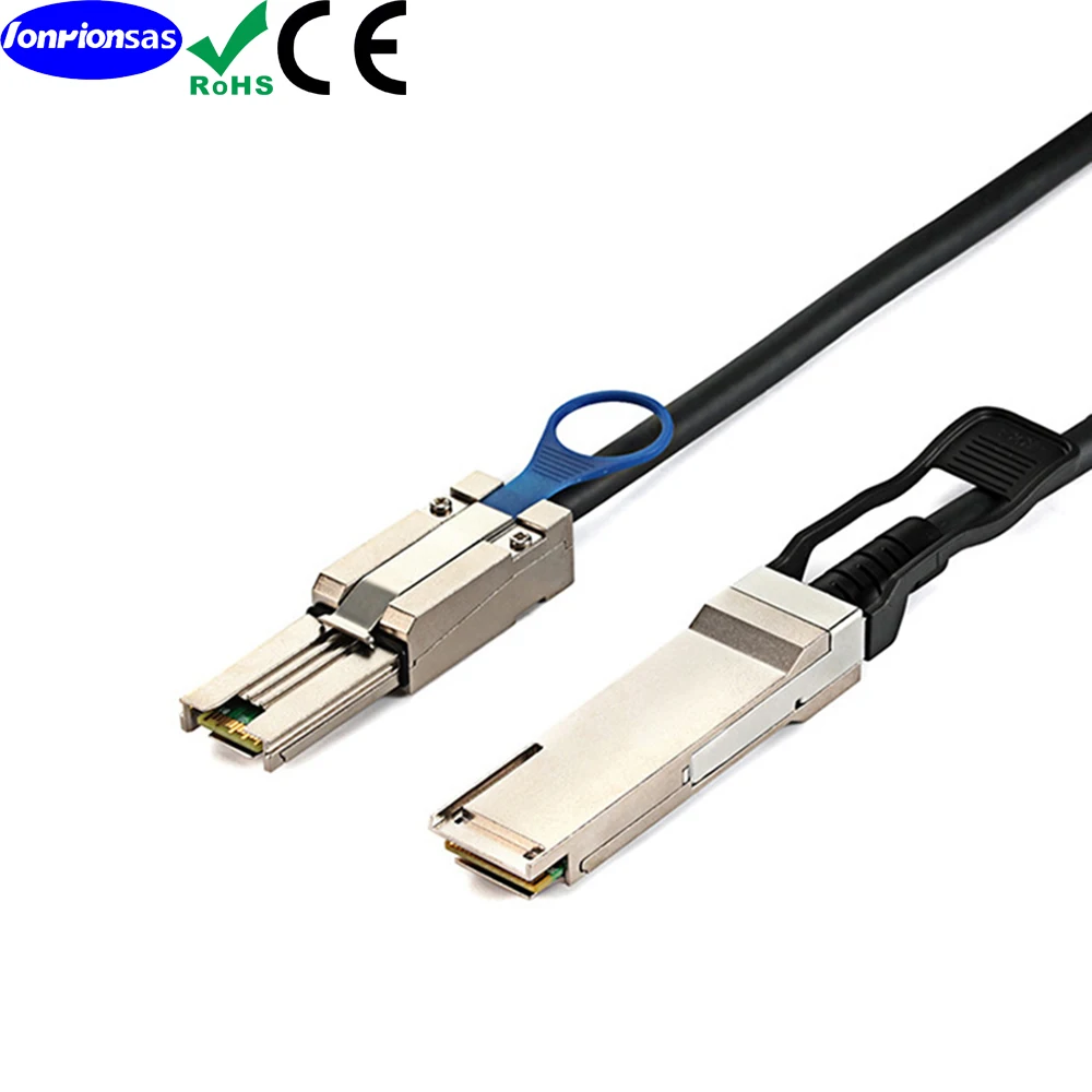 LONRIONSAS#QSFP (SFF-8436) to SFF-8088 DDR Hybrid Min SAS Cable, External Copper SAS Cable for NetApp DS4243 DS4246 DS2246